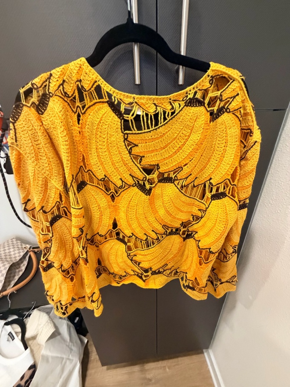 Mello Yellow Crochet Banana-Print Sweater Tunic - Picture 3 of 3